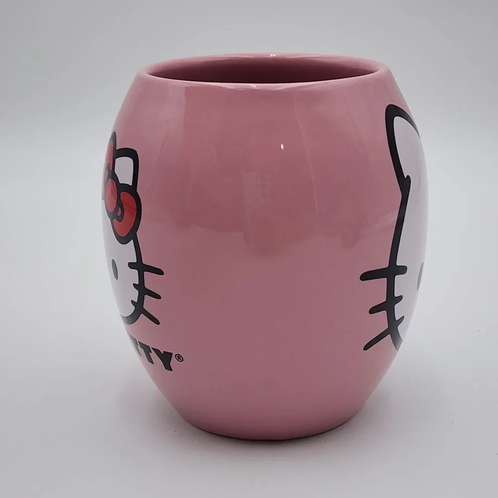Sanrio‎ 2011 HELLO KITTY Pink Barrel Ceramic Coffee Tea Mug w/Butterflies 18 oz